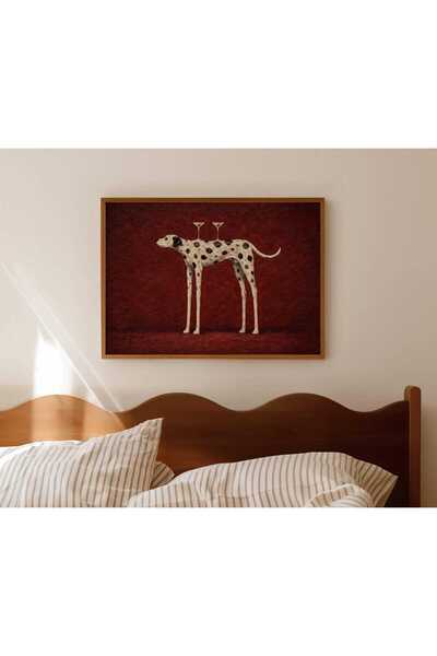 NinaStore Minimalist Sürreal Dalmaçyalı Köpek ve Martini Yağlı Boya Tablo - Y...
