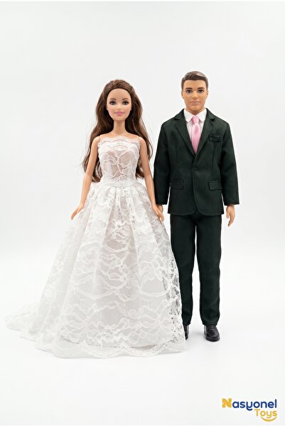 NASYONEL TOYS Gelin Damat Oyuncak Bebek Seti Düğün Temalı Kız Çocukları İçin ...