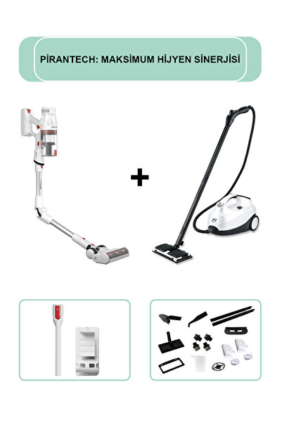 PiranTech ES-330 PRO Dikey Süpürge & CB-107C Profesyonel Buharlı Temizleyici