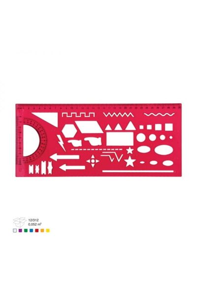 Ark Fonksiyonel Şablon Cetvel Geometrik Şekilli ve İletkili 30 cm