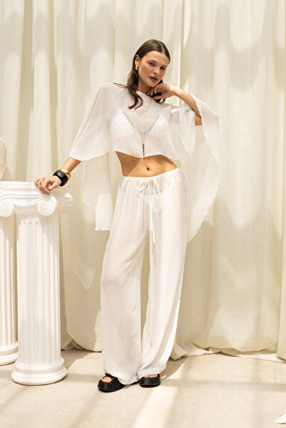 BOHEMAİ Charm Salaş Ekru Crop Pantolon Takım