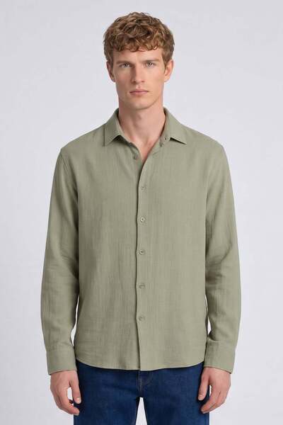 Sabri Özel Erkek Mint Normal Kesim Regular Fit %100 Pamuk Klasik Yaka Muslin ...