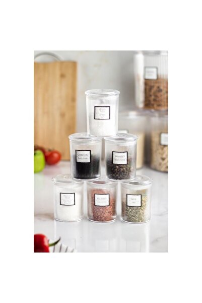 OSKA GLOBAL 6-Piece Baroque Round Spice Jar Set & Storage Container & Food Co...