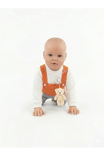 gülerçocuk 9 - 18 Months 2-Piece Baby Set Orange White Comfortable Stylish Co...