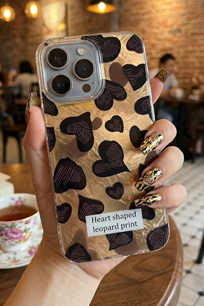 Nezih Case iPhone 16 Pro Max Uyumlu Darbe Koruyuculu Kalp Desenli Parlak Şık ...