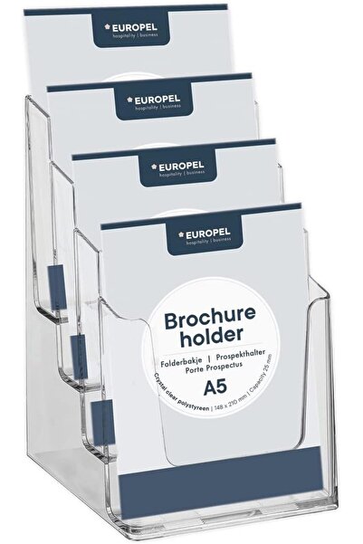 Europel Book Holder, Four-Tier Dispenser, A5, Clear Crystal Acrylic, Portrait...