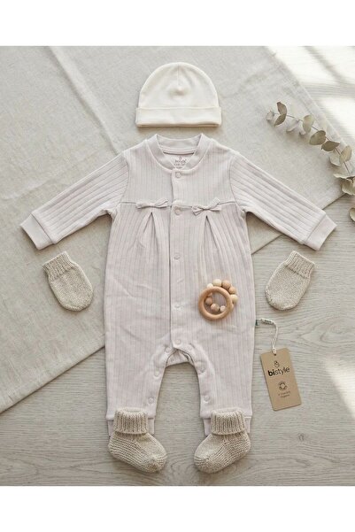 Bistyle Gots Etiketli Kız Bebek Patiksiz Tulum - %100 Organik Pamuk - Lila
