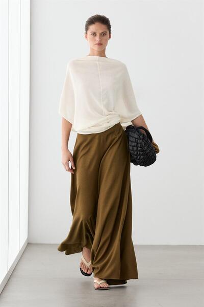 Massimo Dutti Dökümlü geniş paça pantolon