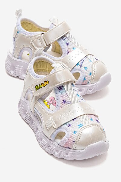 Şirin Bebe Unisex Çocuk Beyaz Işıklı Anatomik Hafif Günlük Sandalet
