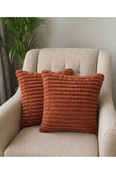 CENGİZ ÇEYİZ Fitilli PELUŞLU 2'li Kırlent Kılıfı 40x40 cm