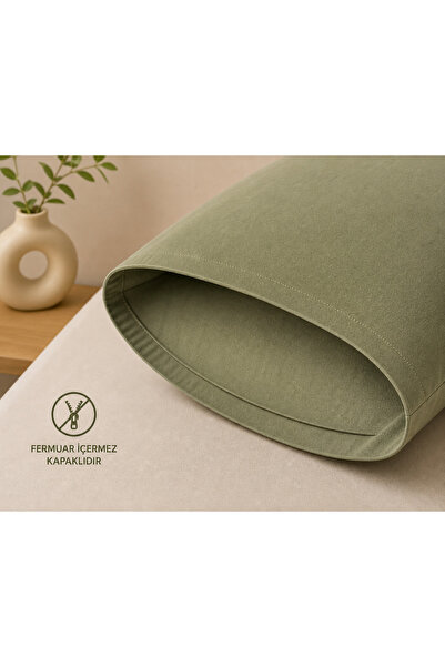 abidehanım 100% Cotton Fabric Covered Pillowcase 50X70 Set of 2 Soft Textured