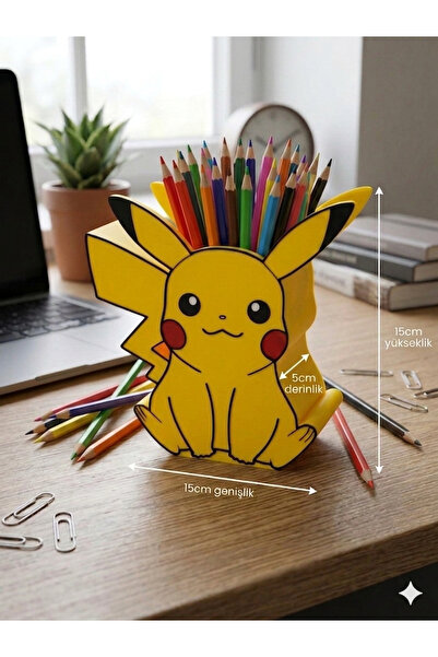 GizzyToyz Sevimli Pikachu Masaüstü Kalemlik - Pokemon Pikaçu Temalı Organizer...