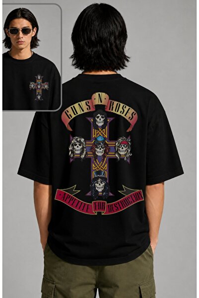 Fuddy Moda Tricou unisex supradimensionat cu imprimeu pe spate cu chipuri înf...