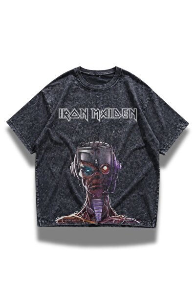 Fuddy Moda Unisex μπλουζάκι Iron Maiden με στάμπα Eddie, ρετρό μπλουζάκι με θ...