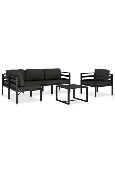 vidaxl Garden furniture set with cushions, 6 pieces, anthracite, aluminum