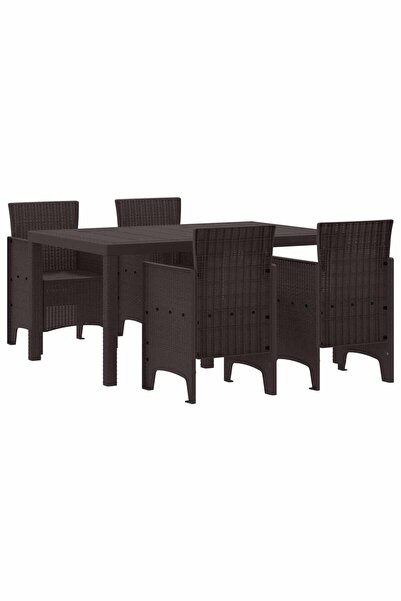 vidaxl Set de masa pentru gradina 5 pcs Maro Ratan Polt