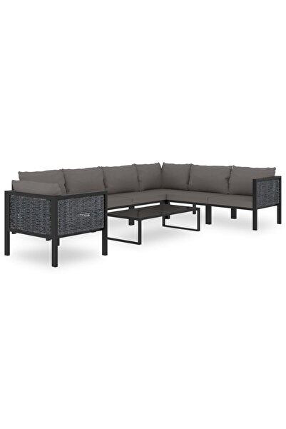 vidaxl Set mobilier de gradina cu perne, 8 piese, antracit, poliratan