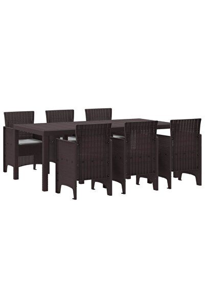 vidaxl Set de masa pentru gradina 7 pcs Maro Polipropilena