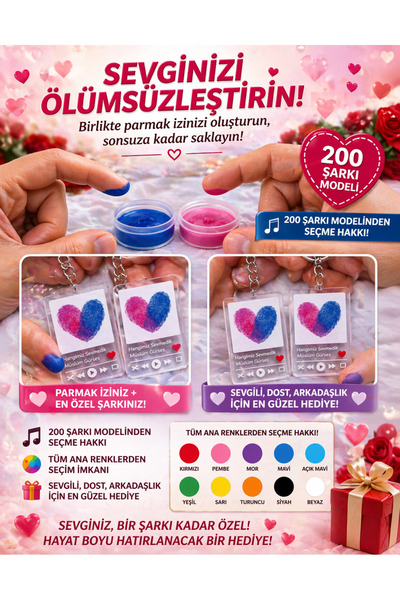hot flowers Parmak izi anahtarlık seti sevgili arkadaş etkinlik hediye anlaml...