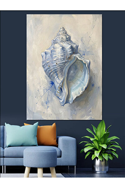 Artmeg Pânză decorativă cu ilustrație artistică cu scoici albastre - Tablou d...