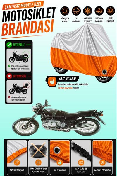 Cemku Twin غطاء محرك علوي رمادي - سفلي برتقالي متوافق مع BMW R 100 R، لا يتوا...