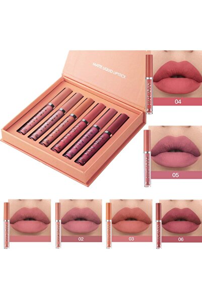 Makeup Set 6 Rujuri Mate Nude / Maro – Culori Naturale, Rezistente, Long Last...