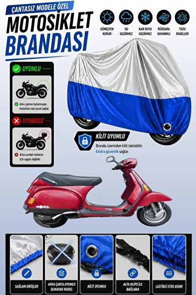 Cemku Twin غطاء محرك متوافق مع طراز Piaggio Vespa Cosa باللون الرمادي من الأع...