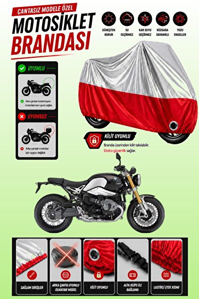 Cemku Twin غطاء محرك متوافق مع سيارة BMW R Nine T باللون الرمادي من الأعلى وا...