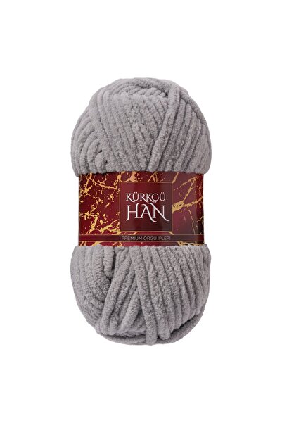 Kürkçü Han Lüks Kadife 100gr 60m El Örgü İpi Taş Gri