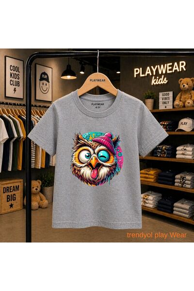 playwear Bereli Owl Printed 100% Children's Unisex T-Shirt 5 6 -7 8-9 10 -11 ...