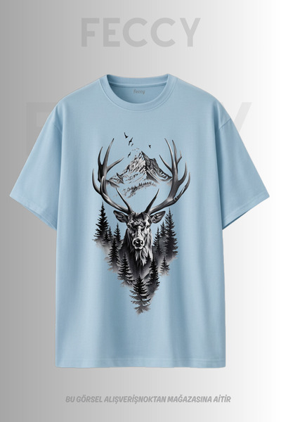 FECCY Tricou unisex supradimensionat cu imprimeu Premium Deer Hunter, pentru ...