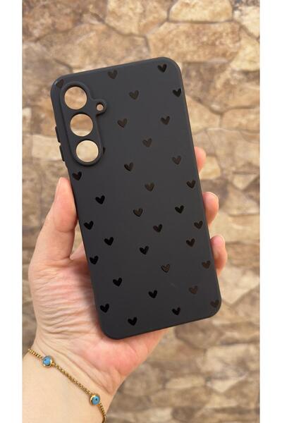 Vip Case Samsung Galaxy A16 Uyumlu Mini Siyah Kalp Desenli Silikon Darbe Emic...