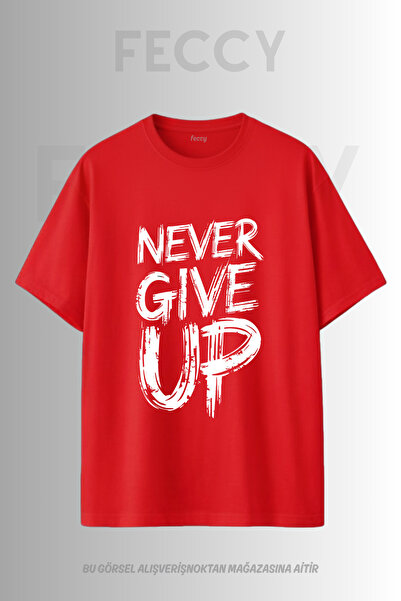 FECCY Premium Never Give up Printed Gym Theme Unisex Oversize Women's T-Shirt...