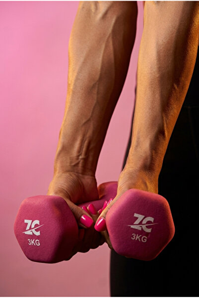 Zepca 3 Kg Profesyonel Pembe Neopren Kaplama Demir Dambıl - 2 Adet