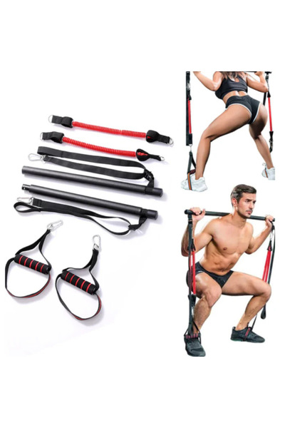 unbranded Set benzi de rezistență cu bară fitness, antrenament full body, niv...