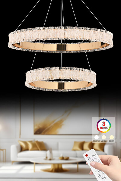 Luxira Aydınlatma Laventa Çift Katlı Gold 3 Renk Kumandalı Lüx Led Modern Led...