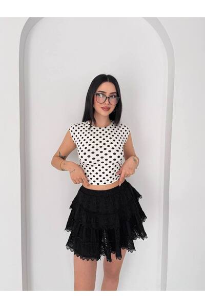 gozdefashion Women's Polka Dot Basic Crop