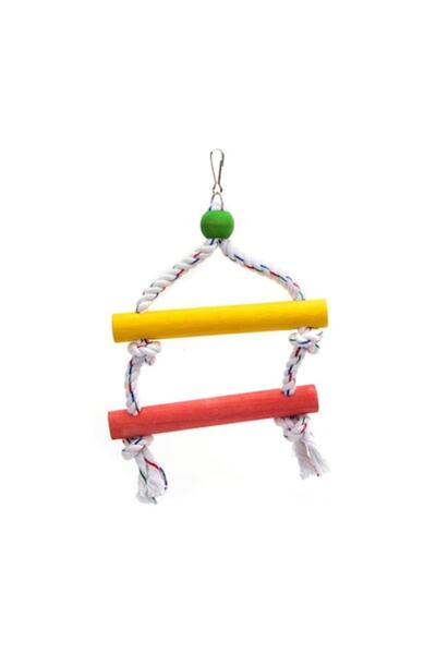 OEM Jucărie pentru papagali, frânghie cu 2 trepte, multicoloră 29x18cm