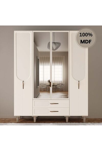 comiet Açelya 4 Kapak Mdf Ayaklı Tasarım Gardırop