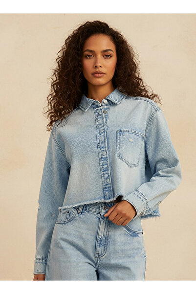 Lee Cooper Cotton Cropped Jacket with Distressed Detail