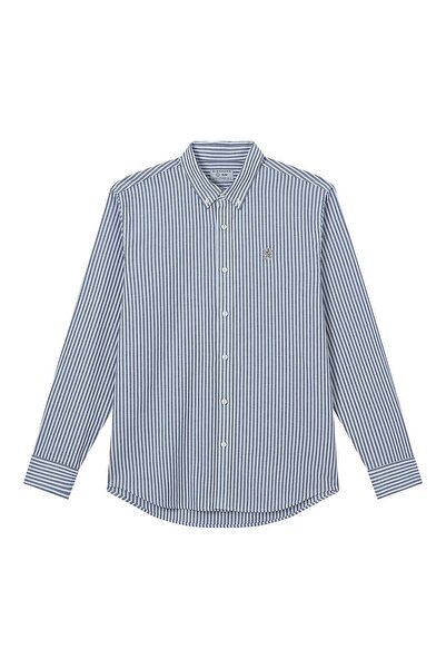 Giordano قميص أكسفورد قطن رجالي ضيق مطرز