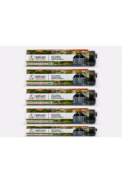DEİPLAST Endüstriyel Jumbo Boy Çöp Torbası Kalın 400 Gr.80*110 Cm.10'lu*5 Adet
