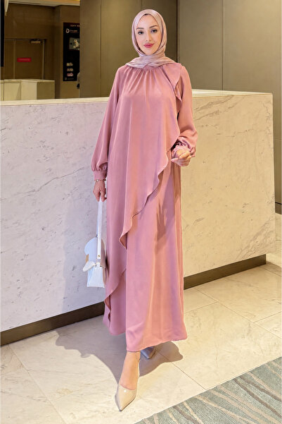 Abiye Diyarı Hazan Flounced Crepe Fabric Hijab Evening Dress