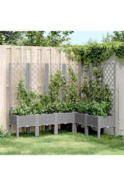vidaxl Jardiniera de gradina cu spalier gri deschis 160x120x142 cm PP