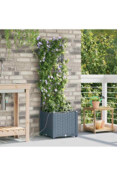 vidaxl Vaza pentru Gradina 2 pcs Gri Deschis 40 x 40 x 142 cm Plastic
