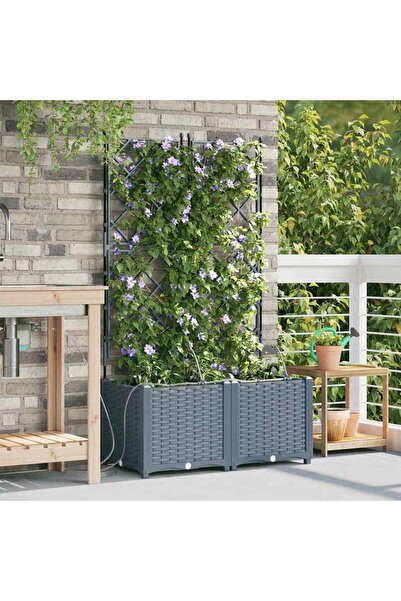 vidaxl Vaza pentru Gradina 2 pcs Gri Deschis 80 x 40 x 142 cm Plastic