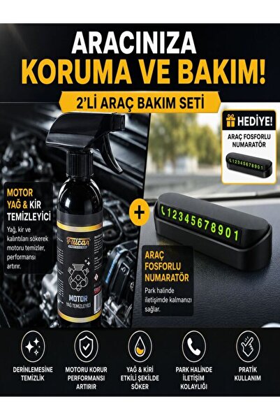 Fulcar Araç Motor Yağ&Kir Temizleyici + Fosforlu Oto Park Numaratörü Hediyeli...