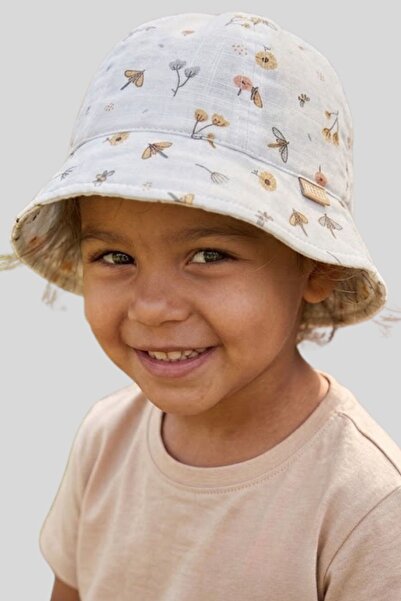ww waka waka kids store Bebek ve Çocuk Müslin Bucket Güneş Şapkası - Doğa Des...