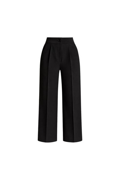 Asfaha Fashion Women's High Waist Draped Palazzo Pants with Button and Pleated Detail