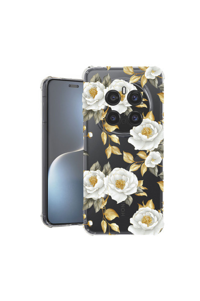 bestcase Αντικραδασμική Θήκη για Honor Magic7 Pro, Φλοράλ - Αισθητική Χρυσή Κ...